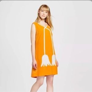 ‘Victoria Beckham’ orange/yellow and white, short dress, no sleeves